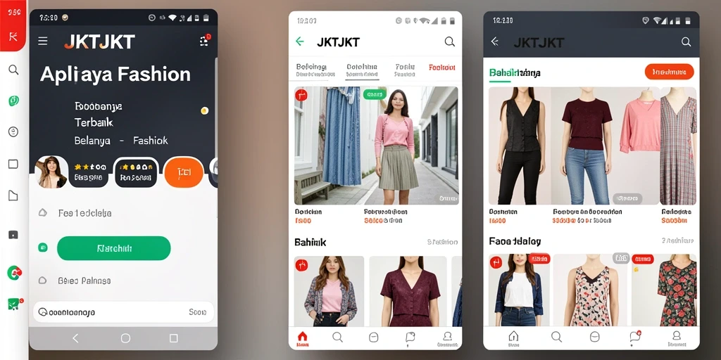 Tampilan antarmuka JKTJKT berfokus pada kemudahan akses produk fashion.