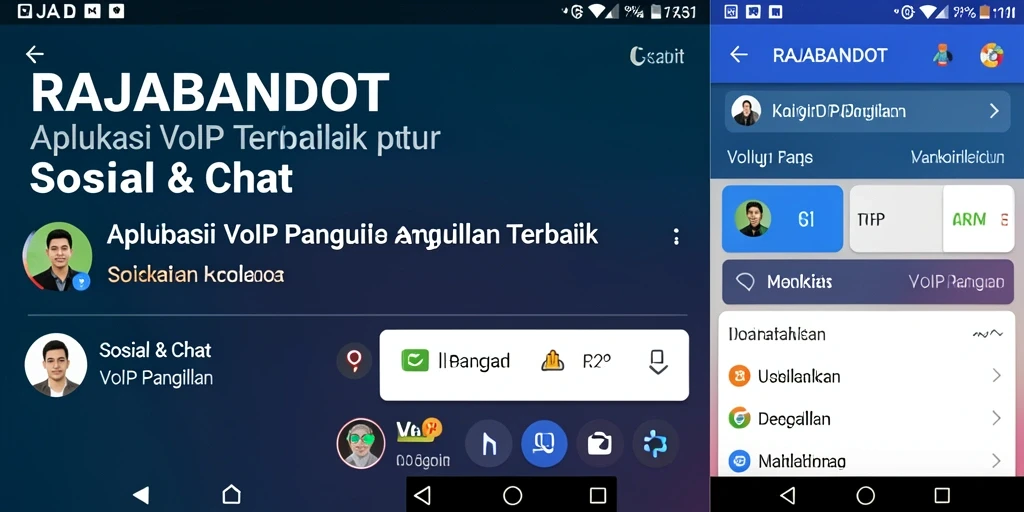 Screenshot antarmuka aplikasi RAJABANDOT menampilkan fitur VoIP Panggilan yang ramah pengguna.