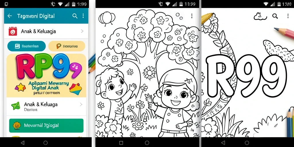 Antarmuka colorful aplikasi RP99 untuk mewarnai digital yang menarik.