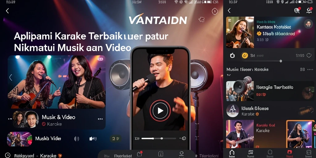 Antarmuka aplikasi VANTAIDN saat sesi karaoke.