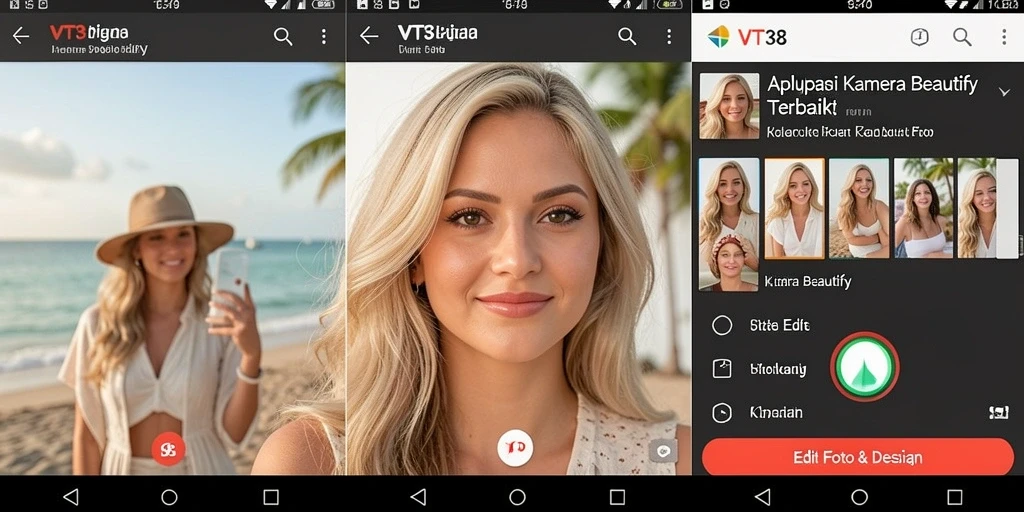 Antarmuka aplikasi VT38 yang intuitif dan modern untuk edit foto.