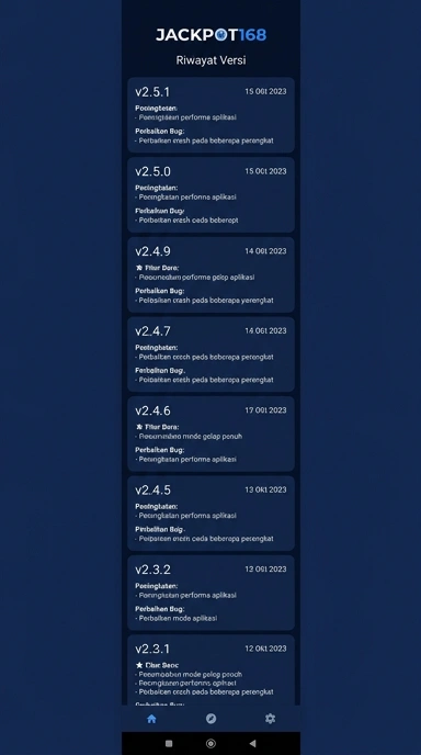 Riwayat Versi Aplikasi jackpot168 untuk Pengguna Android